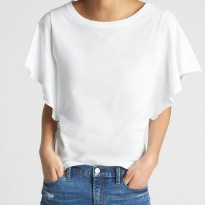 Gap white t-shirt with flutter sleeve